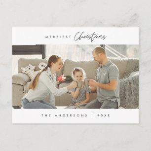 Merriest Kerstmis Familie Foto, Modern Gezellig Briefkaart