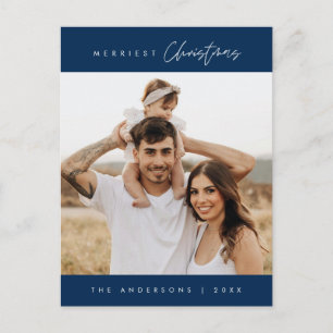 Merriest Kerstmis Familie Foto, Modern Gezellig Briefkaart