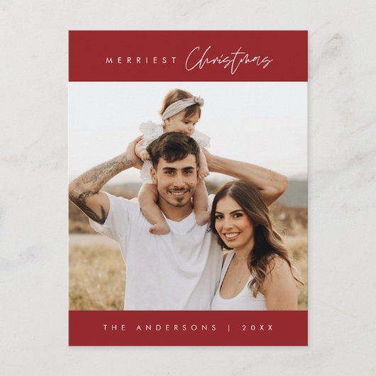 Merriest Kerstmis Familie Foto, Modern Gezellig Briefkaart (Voorkant)