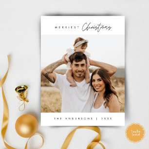Merriest Kerstmis Familie Foto, Modern Gezellig Briefkaart