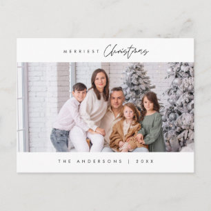 Merriest Kerstmis Familie Foto, Modern Gezellig Briefkaart