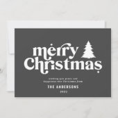 Merriest Kerstmis grafische typografie niet foto F Feestdagenkaart (Voorkant)