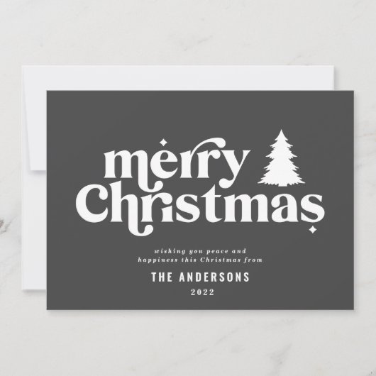 Merriest Kerstmis grafische typografie niet foto F Feestdagenkaart (Voorkant)