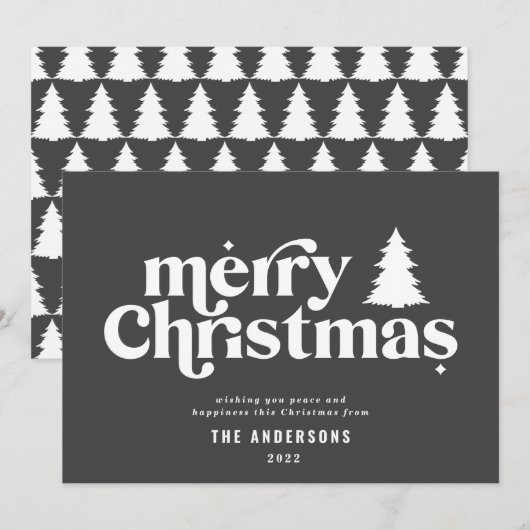 Merriest Kerstmis grafische typografie niet foto F Feestdagenkaart (Voorkant / Achterkant)