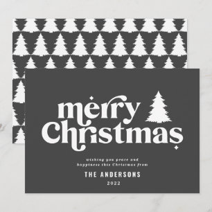Merriest Kerstmis grafische typografie niet foto F Feestdagenkaart