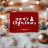 Merriest Kerstmis grafische typografie niet foto F Feestdagenkaart