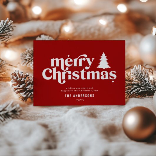 Merriest Kerstmis grafische typografie niet foto F Feestdagenkaart