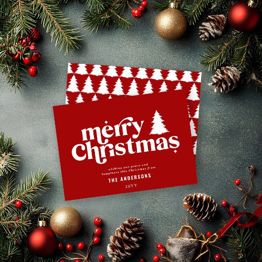 Merriest Kerstmis grafische typografie niet foto F Feestdagenkaart