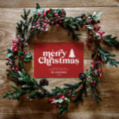 Merriest Kerstmis grafische typografie niet foto F Feestdagenkaart