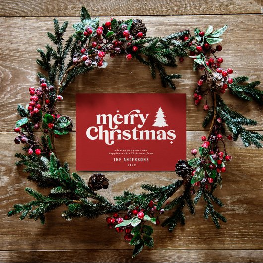 Merriest Kerstmis grafische typografie niet foto F Feestdagenkaart