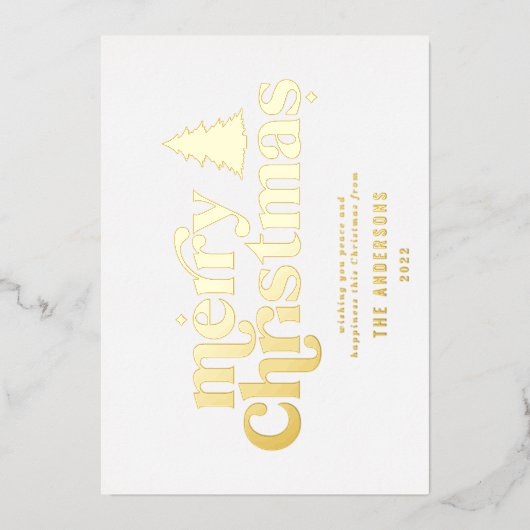 Merriest Kerstmis grafische typografie niet foto F Folie Feestdagenkaart (Voorkant)