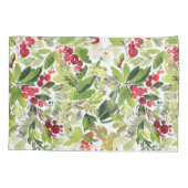 Merriest Kerstmis waterverf rode bessenbladeren Kussensloop (Achterkant)
