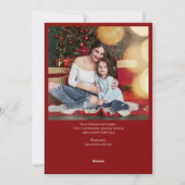 Merriest Kerstmis White script Foto Rood terug Feestdagenkaart (Achterkant)