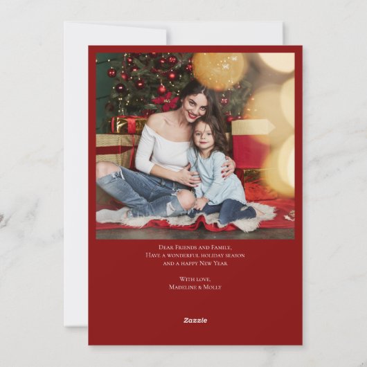 Merriest Kerstmis White script Foto Rood terug Feestdagenkaart (Achterkant)