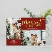 Merriest kerstpenseel Script Foto rood Folie Feestdagenkaart (Staand Voorkant)