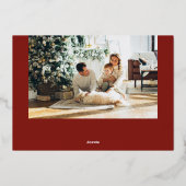 Merriest kerstpenseel Script Foto rood Folie Feestdagenkaart (Achterkant)