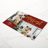 Merriest kerstpenseel Script Foto rood Folie Feestdagenkaart (Gedraaid)