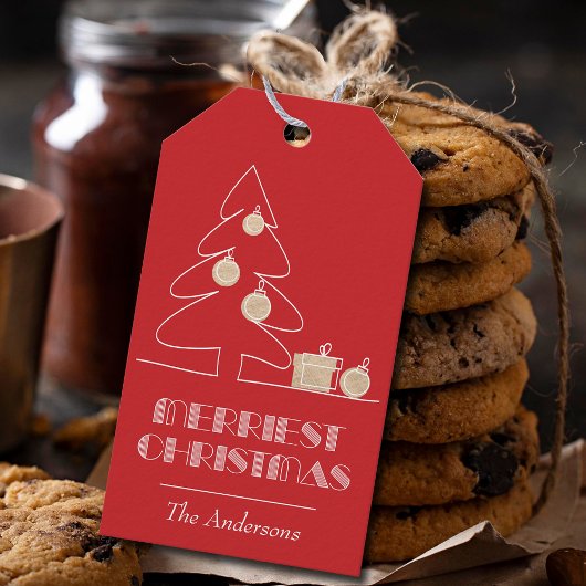 Merriest Kerstrood Cadeaulabel