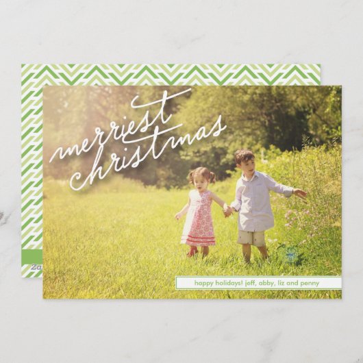 Merriest kerstscript feestdagenkaart (Voorkant / Achterkant)