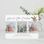Merriest Little Christmas Multi Foto Geboorte Aankondiging (Staand voorkant)