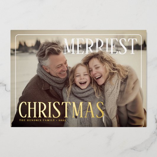 Merriest Modern Christmas Photo Folie Feestdagenkaart (Voorkant)