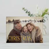 Merriest Modern Christmas Photo Folie Feestdagenkaart (Staand Voorkant)