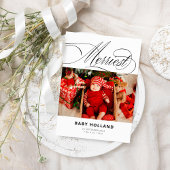 Merriest Modern Photo Christmas Geboorte Aankondig Feestdagenkaart