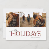 Merriest of Feestdagen Modern 3 Fotocollage Feestdagenkaart (Voorkant)
