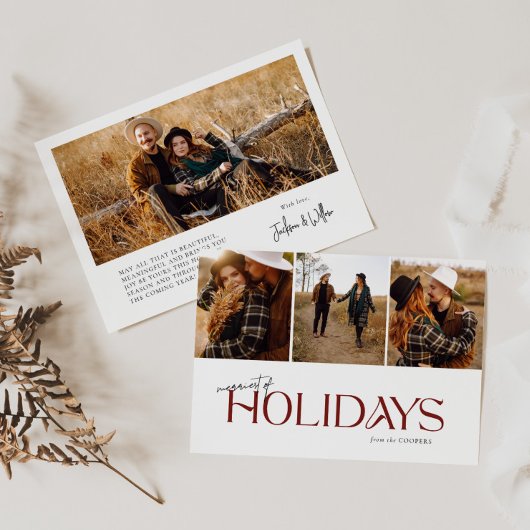 Merriest of Feestdagen Modern 3 Fotocollage Feestdagenkaart