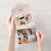 Merriest script & Flowers/Torn Antiek paper Foto All In One Uitnodiging (Afscheurbaar)