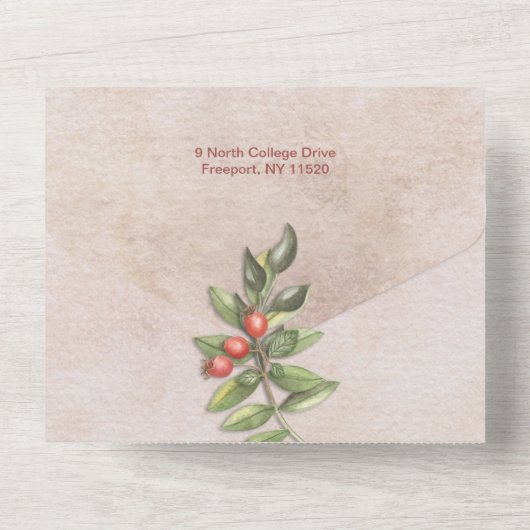 Merriest script & Flowers/Torn Antiek paper Foto All In One Uitnodiging (Achterkant)