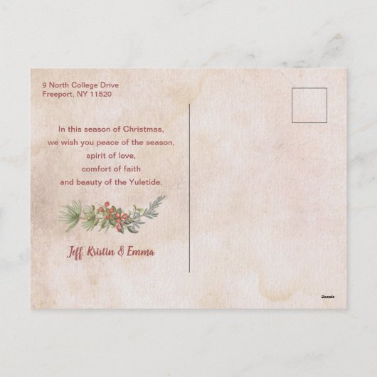 Merriest script & Flowers/Torn Antiek paper Foto Feestdagenkaart (Achterkant)