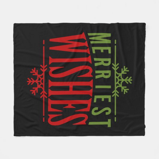 Merriest Wensen Kerstmis Bericht Fleece Deken (Voorkant (Horizontaal))