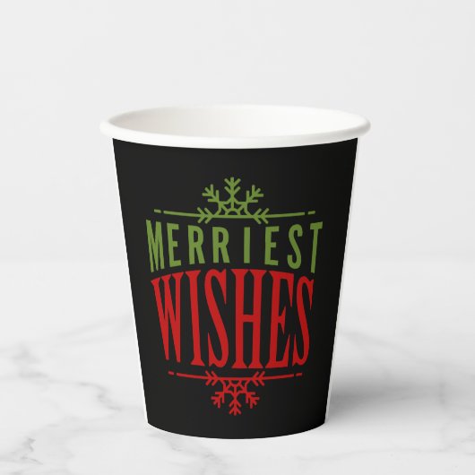 Merriest Wensen Kerstmis Bericht Papieren Bekers (Voorkant)