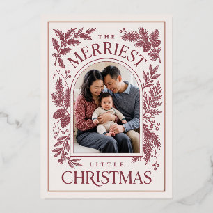 Merrigste Kleine Kerstmis Vintage Botanisch - Rood Folie Uitnodiging