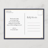 Merrily Ever After Blue Script Kerstfoto Feestdagenkaart (Achterkant)