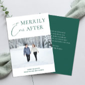 Merrily Ever After Green Script Kerstfoto Feestdagenkaart