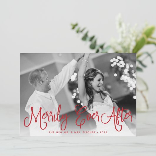 Merrily Ever After Holiday Card w/Back Message Feestdagenkaart (Staand voorkant)