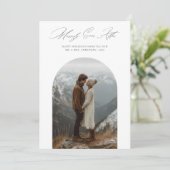 Merrily Ever After Pas getrouwd Arch Fotokerst Feestdagenkaart (Staand voorkant)