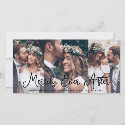 Merrily Ever After Passen getrouwd 1st Christmas 4 Feestdagenkaart (Voorkant)