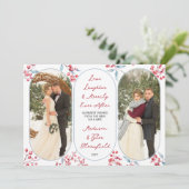 Merrily Ever After Red Berries Pas getrouwd Foto Feestdagenkaart (Staand voorkant)