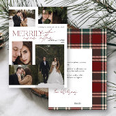 Merrily Ever After Red Green Tartan Plaid Pas getr Feestdagenkaart