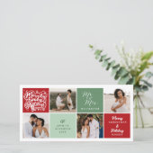 Merrily Ever After Rode Kleuren Blokken Fotocollag Feestdagenkaart (Staand voorkant)