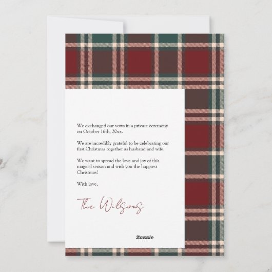 Merrily Ever After Tartan Plaid Wedding 2 Foto Feestdagenkaart (Achterkant)