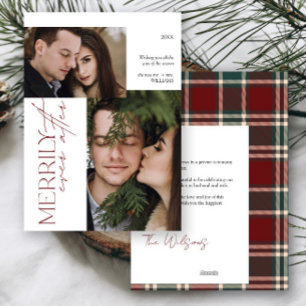 Merrily Ever After Tartan Plaid Wedding 2 Foto Feestdagenkaart