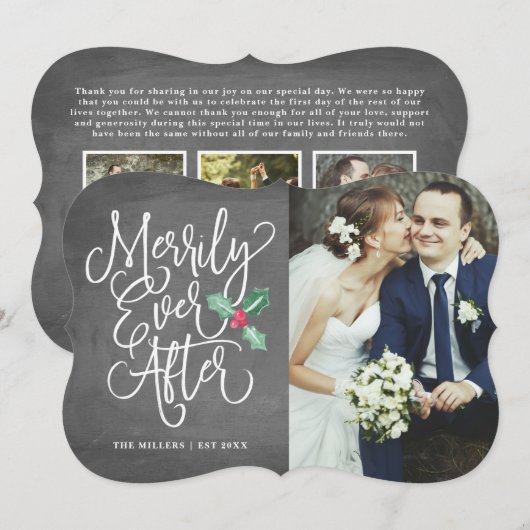 Merrily Ever After Trouwvakantie/ Bedank Foto Kaart (Voorkant / Achterkant)