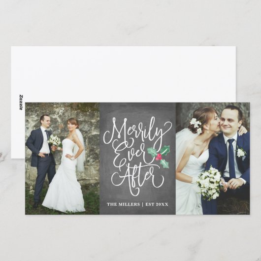 Merrily Ever After Wedding Holiday 2 - Foto Grijs Feestdagenkaart (Voorkant / Achterkant)
