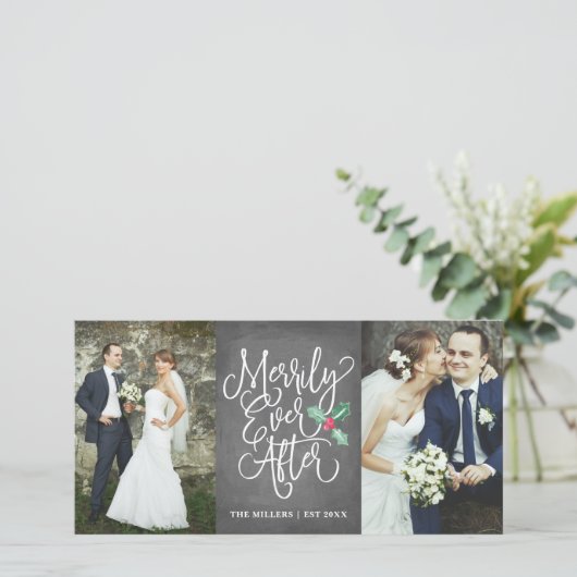 Merrily Ever After Wedding Holiday 2 - Foto Grijs Feestdagenkaart (Staand voorkant)
