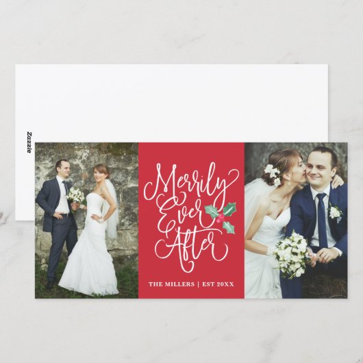 Merrily Ever After Wedding Holiday 2 - Foto rood Feestdagenkaart (Voorkant / Achterkant)