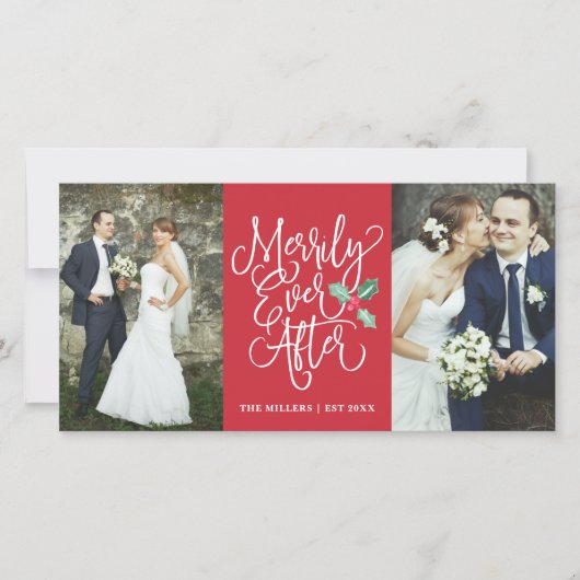 Merrily Ever After Wedding Holiday 2 - Foto rood Feestdagenkaart (Voorkant)